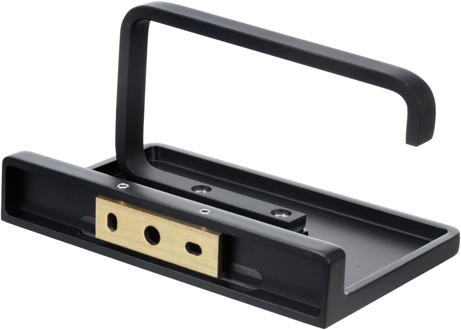 imageMyGift Modern Hotel Series Toilet Paper Roll Holder in Matte Black Stainless Steel Finish Minimalist Commercial Grade Toilet Tissue Dispenser with Storage Display Top Shelf