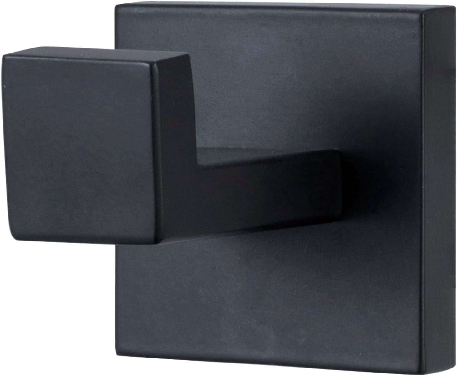 imageMyGift Modern Matte Black Wall Mounted Bath Robe Towel Hook Premium Hotel Series Stainless Steel Bathroom Towel Holder Hook for Bath Robes Hand Towels and Clothes