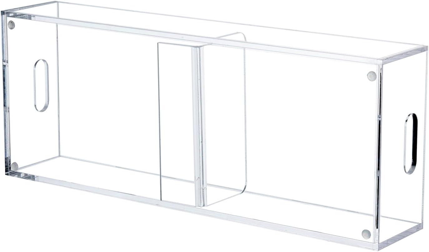 imageMyGift Modern Premium Clear Acrylic Stackable CD Holder Racks with Cutout Carrying Handles Compact Disc Jewel Case Display Crates Media Storage Organizers Set of 2Clear