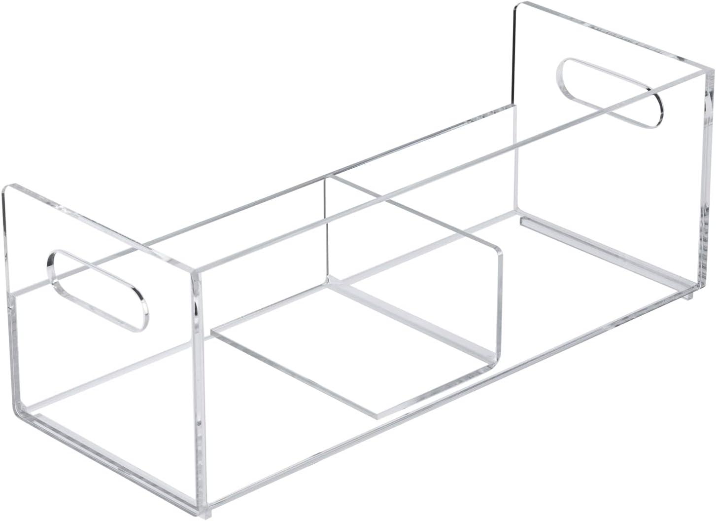 imageMyGift Modern Premium Clear Acrylic Stackable CD Holder Racks with Cutout Carrying Handles Compact Disc Jewel Case Display Crates Media Storage Organizers Set of 2Clear