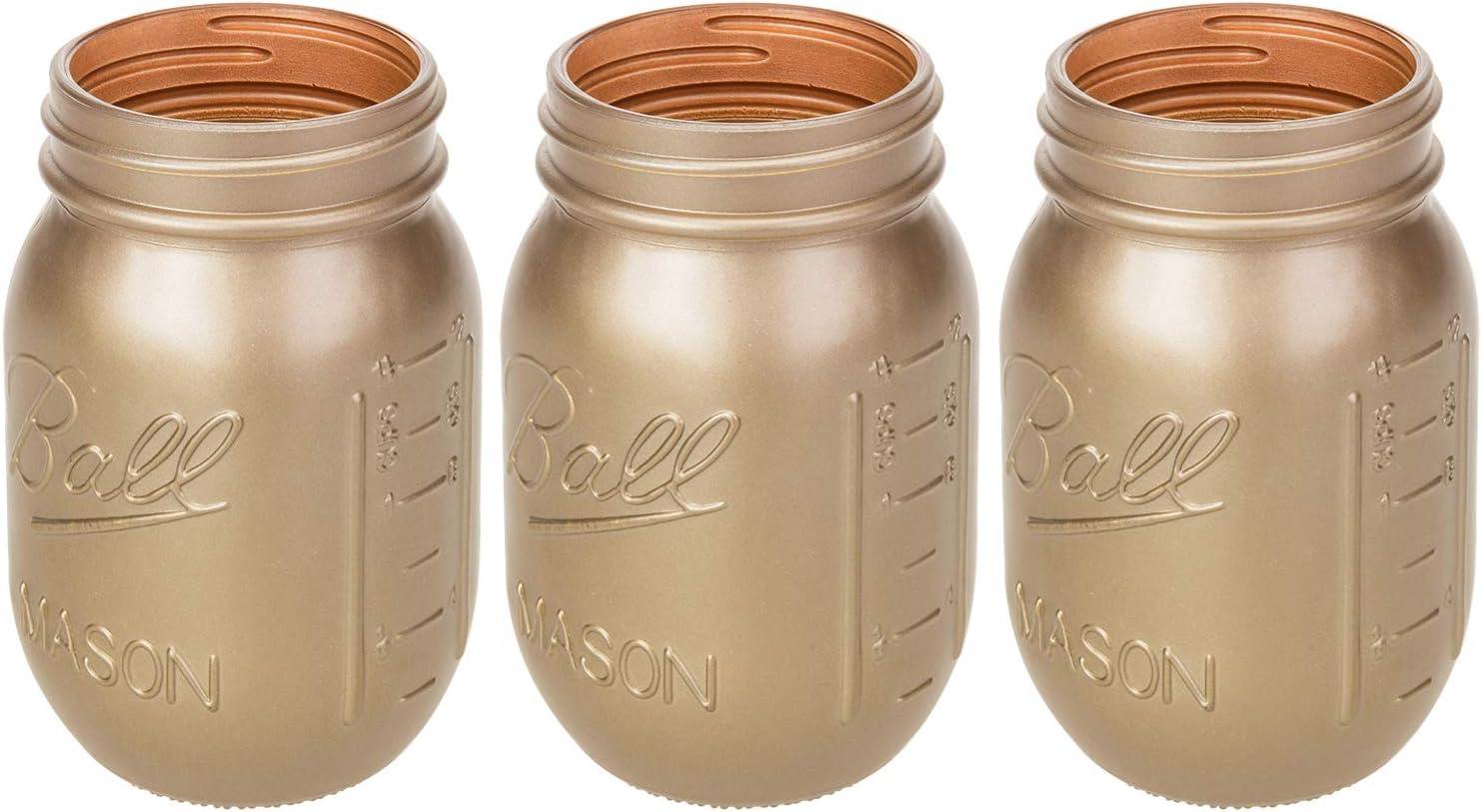 imageMyGift Modern Style Decorative Glass Copper Painted Mason Jar Flower Vases Set of 3