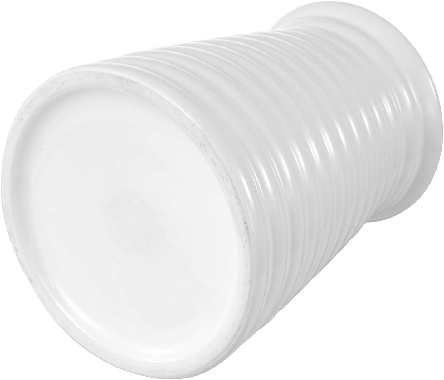 imageMyGift Modern White Ceramic Flower Vase Ribbed Design Tabletop Small Vase Decor