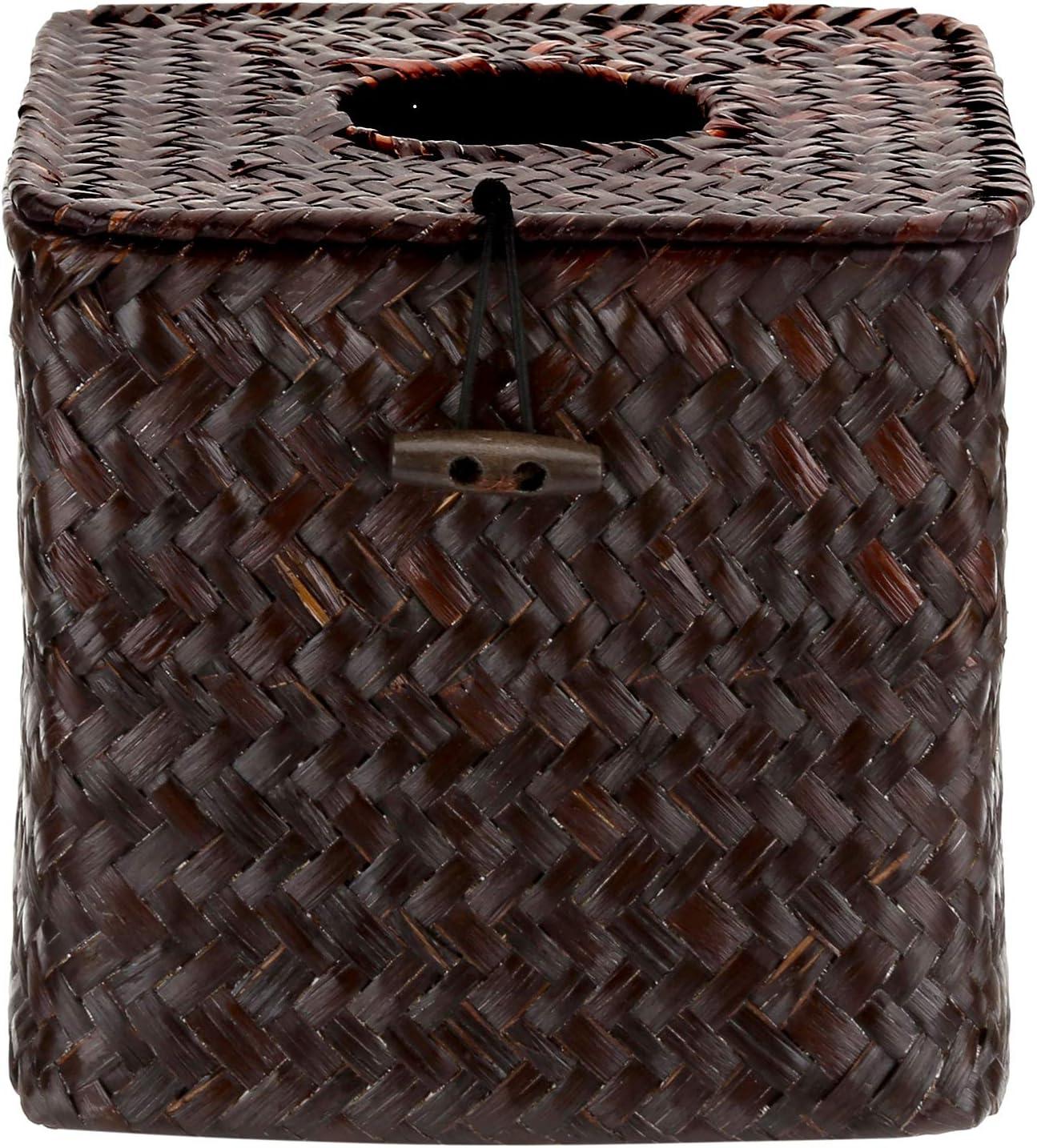 imageMyGift Natural Brown Seagrass Tissue Box Holder Cover Square Decorative Refillable Facial Tissue and Napkin Dispenser with Hinged Top Lid