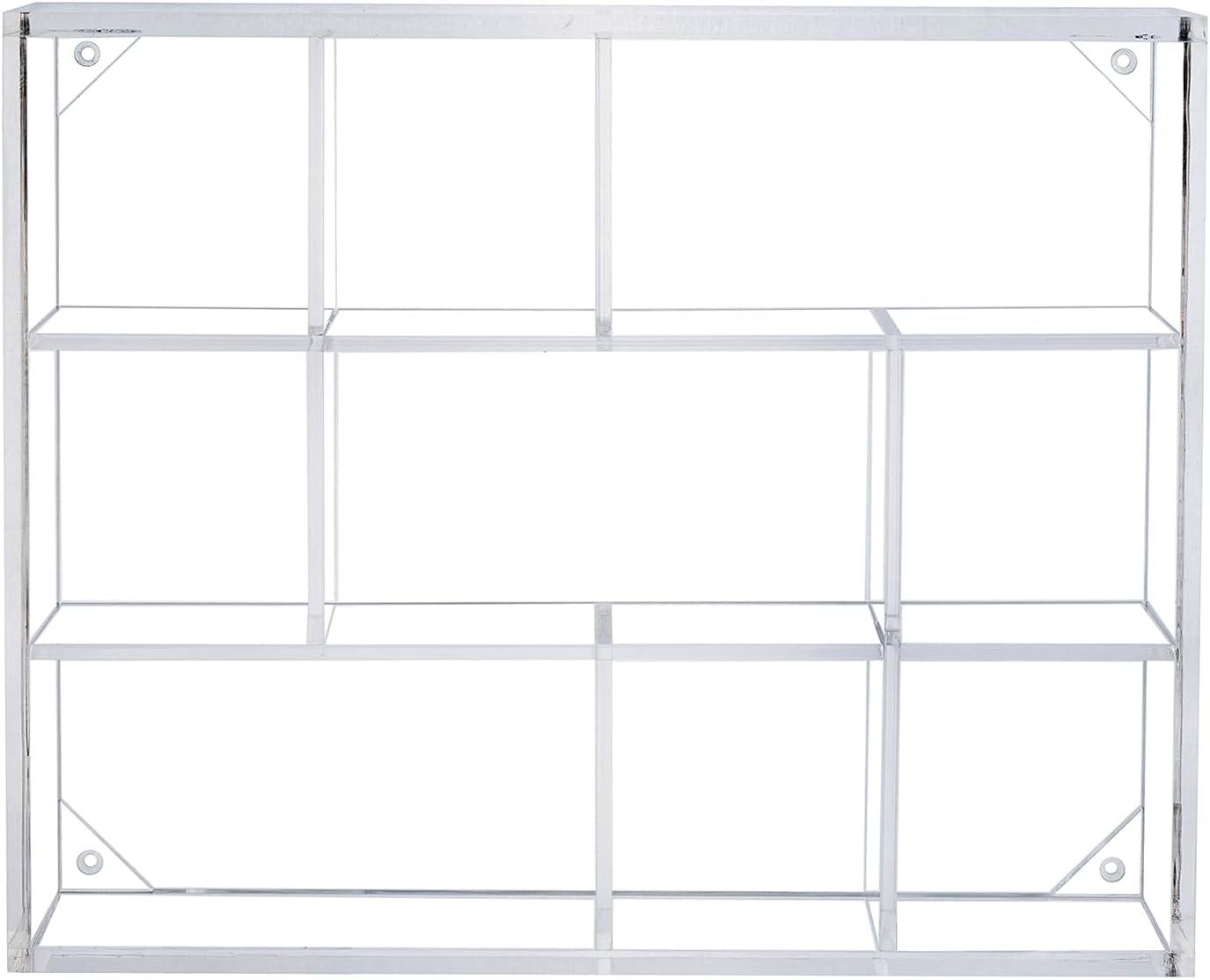 imageMyGift Premium Clear Acrylic Shadow Box with 9 Compartments Wall Mountable Knickknack Display Case Decorative Transparent Floating Shelf for Figurines Collectibles PlantsClear Acrylic