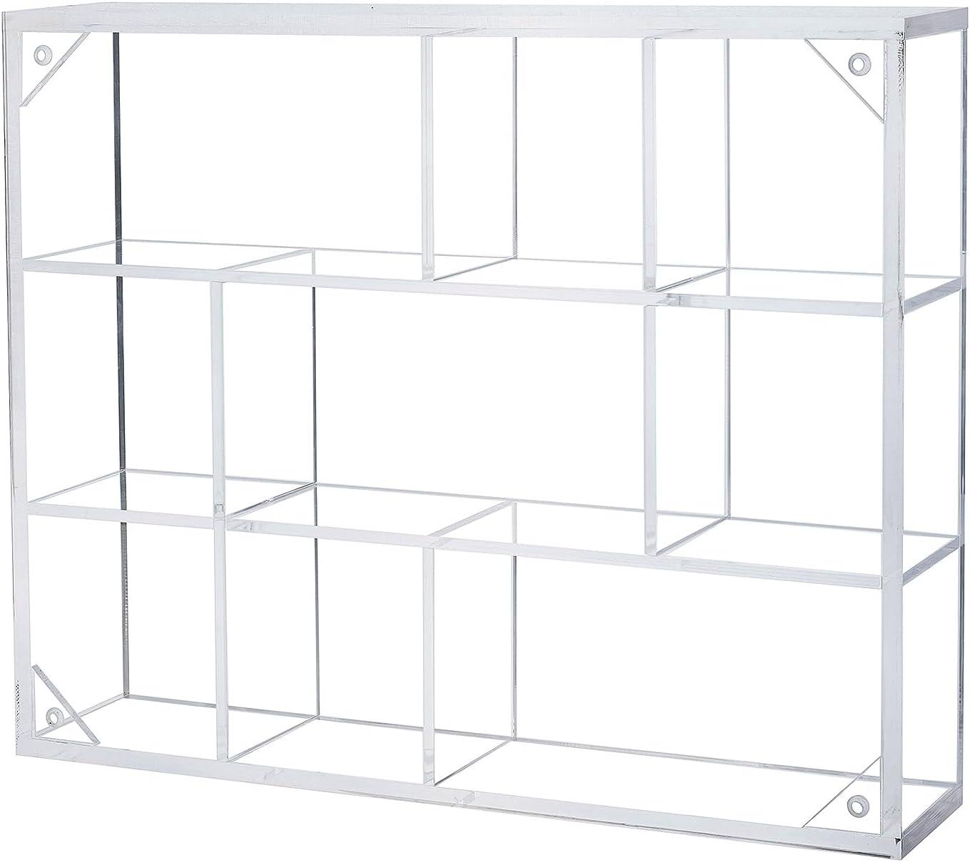 imageMyGift Premium Clear Acrylic Shadow Box with 9 Compartments Wall Mountable Knickknack Display Case Decorative Transparent Floating Shelf for Figurines Collectibles PlantsClear Acrylic