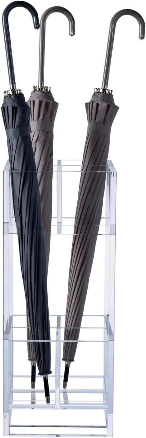imageMyGift Premium Clear Acrylic Umbrella Holder Rack Freestanding Commercial Grade Hotel Style Stand for Long and Short Umbrellas Home StorageClear