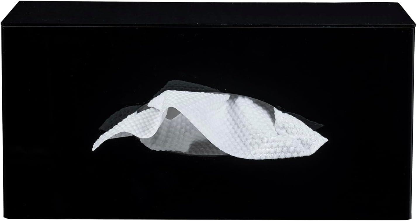 imageMyGift Premium Hotel Series Black Acrylic Tissue Box Cover Wall Mounted Easy Refill Facial Bathroom Tissue Dispenser Holder