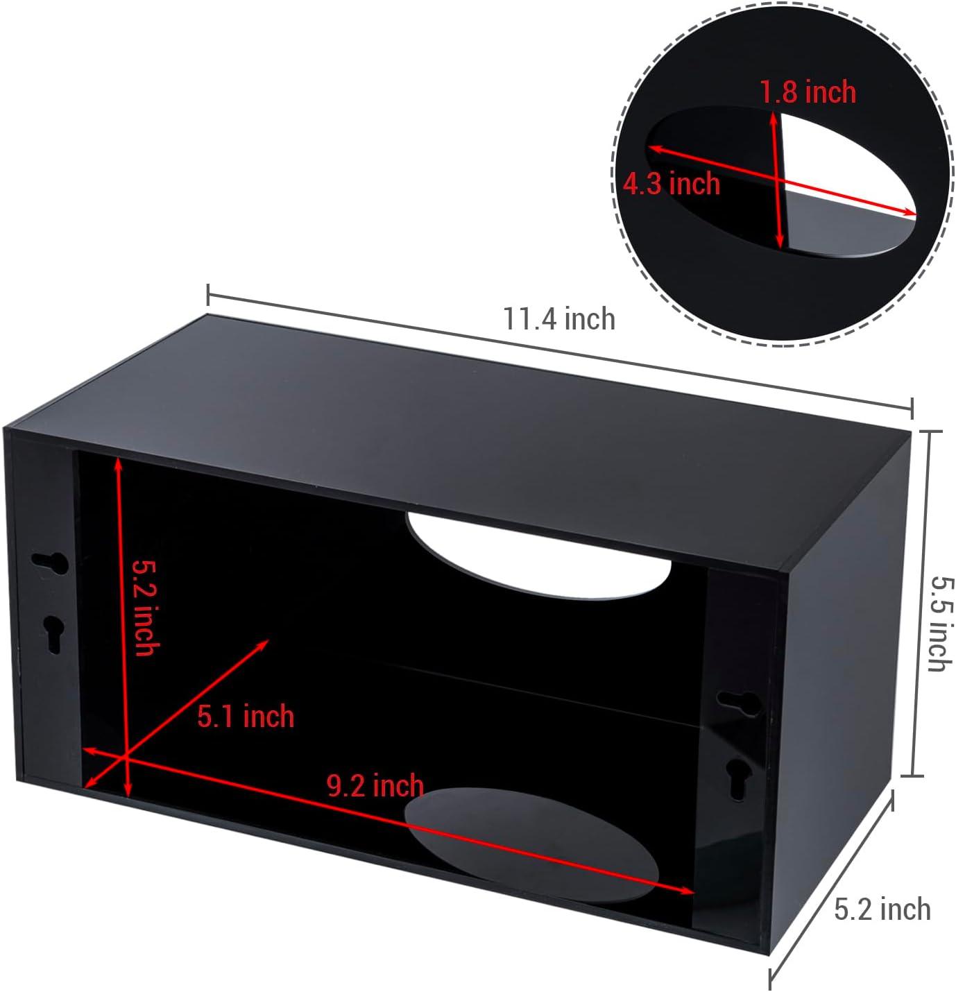 imageMyGift Premium Hotel Series Black Acrylic Tissue Box Cover Wall Mounted Easy Refill Facial Bathroom Tissue Dispenser Holder