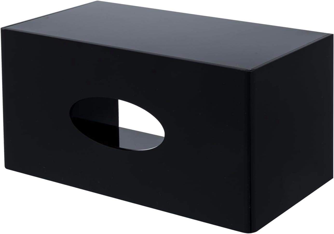 imageMyGift Premium Hotel Series Black Acrylic Tissue Box Cover Wall Mounted Easy Refill Facial Bathroom Tissue Dispenser Holder