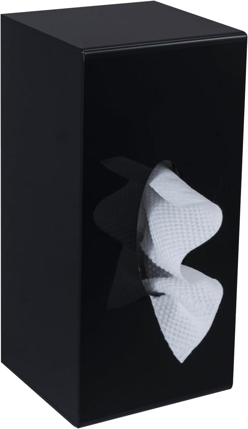 imageMyGift Premium Hotel Series Black Acrylic Tissue Box Cover Wall Mounted Easy Refill Facial Bathroom Tissue Dispenser Holder