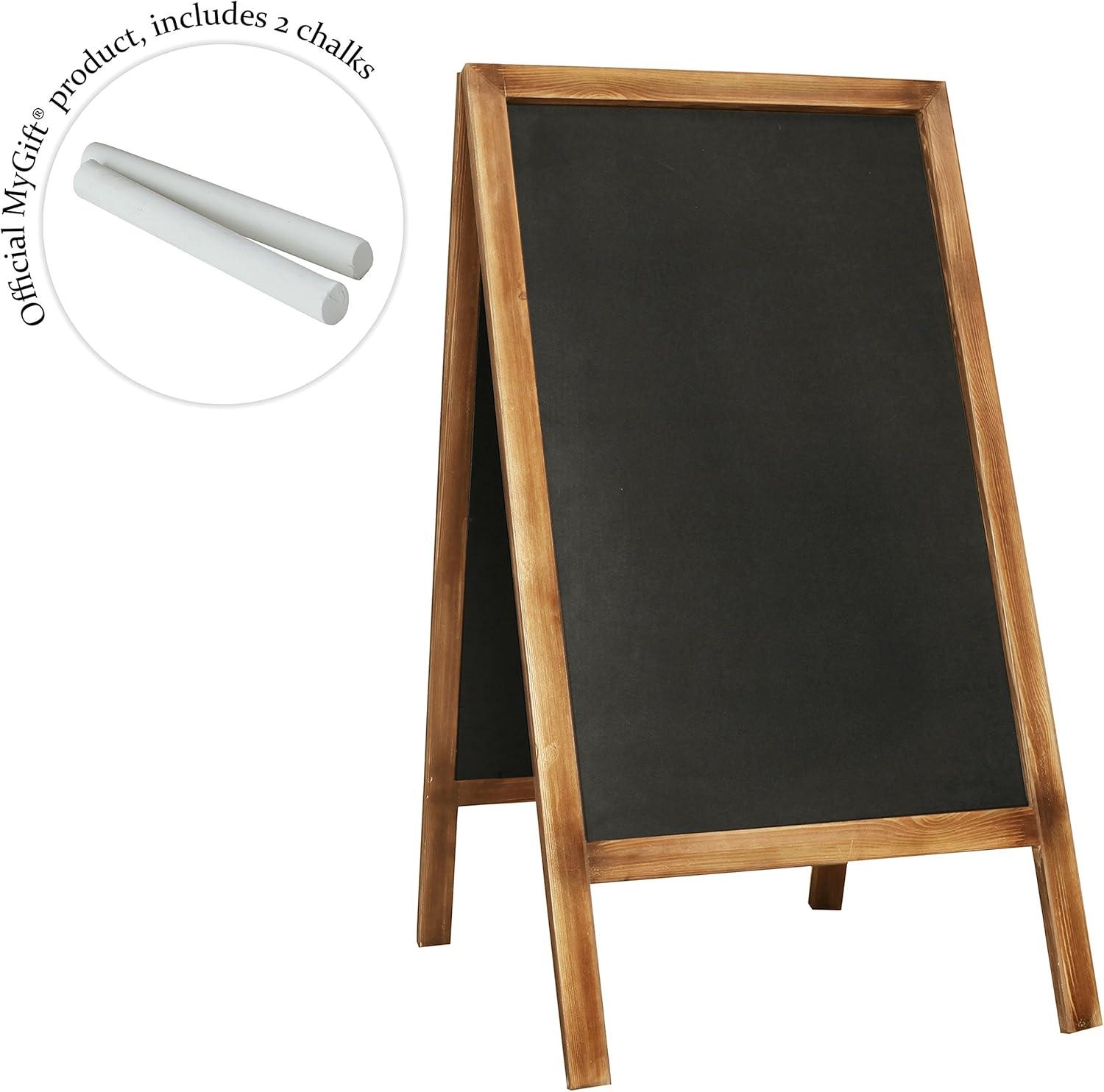 imageMyGift Rustic Brown Wood Sidewalk AFrame Double Sided Chalkboard Sign 40Inch Sandwich Memo Board
