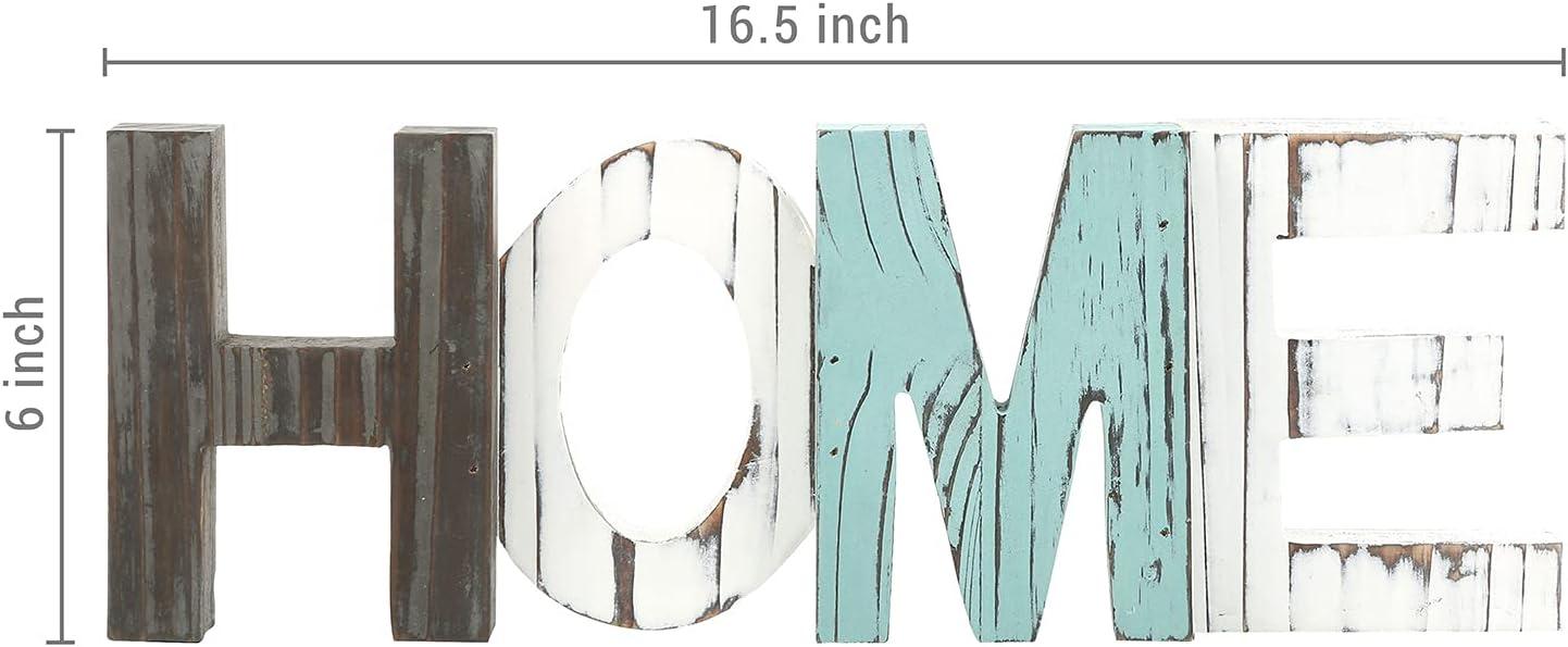 imageMyGift Rustic Multicolored Solid Wood HOME Cut Out Word Sign Kitchen Framhouse Frestanding Decor Mantel Above Cabinet DecorHOME