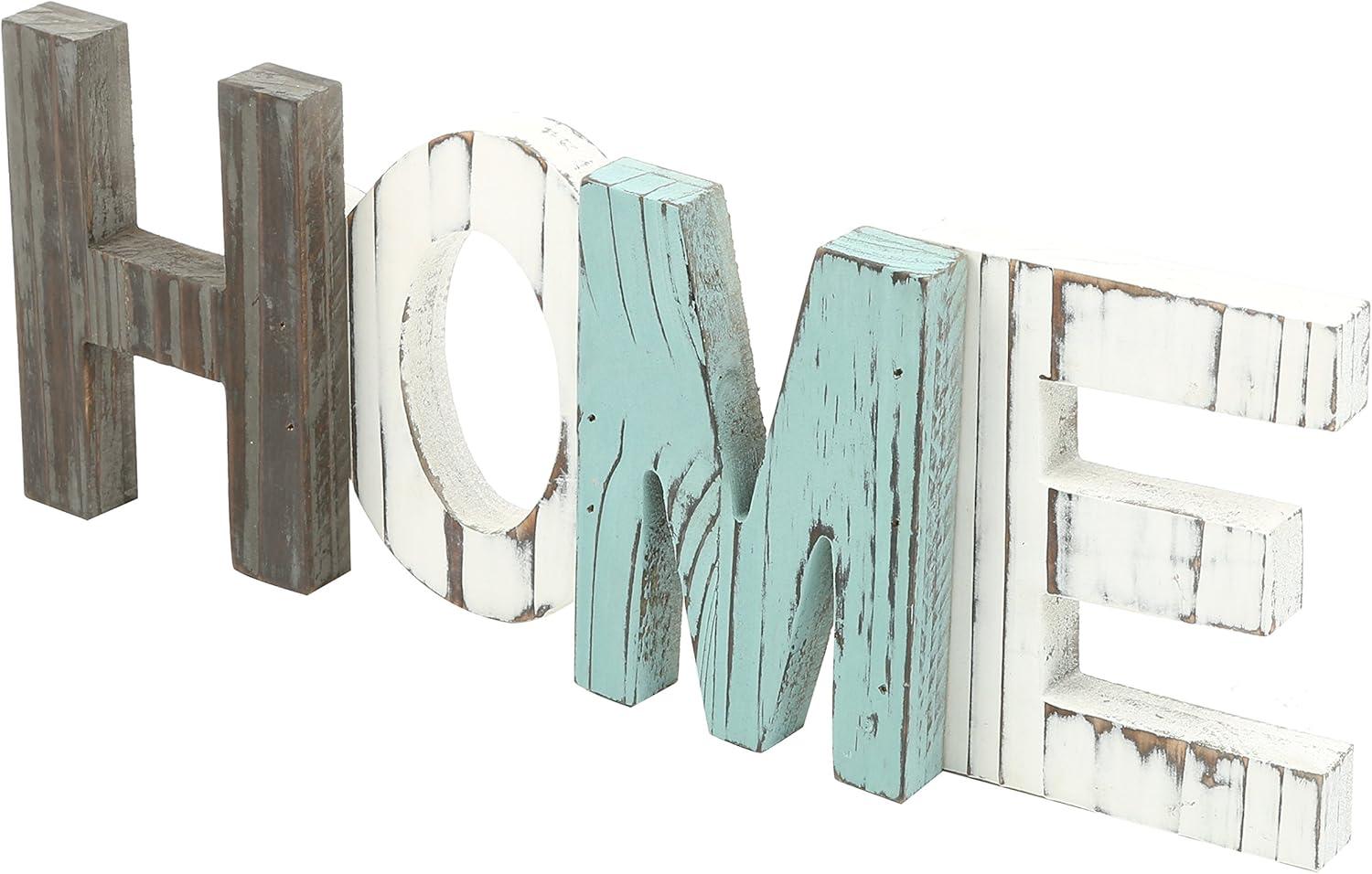imageMyGift Rustic Multicolored Solid Wood HOME Cut Out Word Sign Kitchen Framhouse Frestanding Decor Mantel Above Cabinet DecorHOME