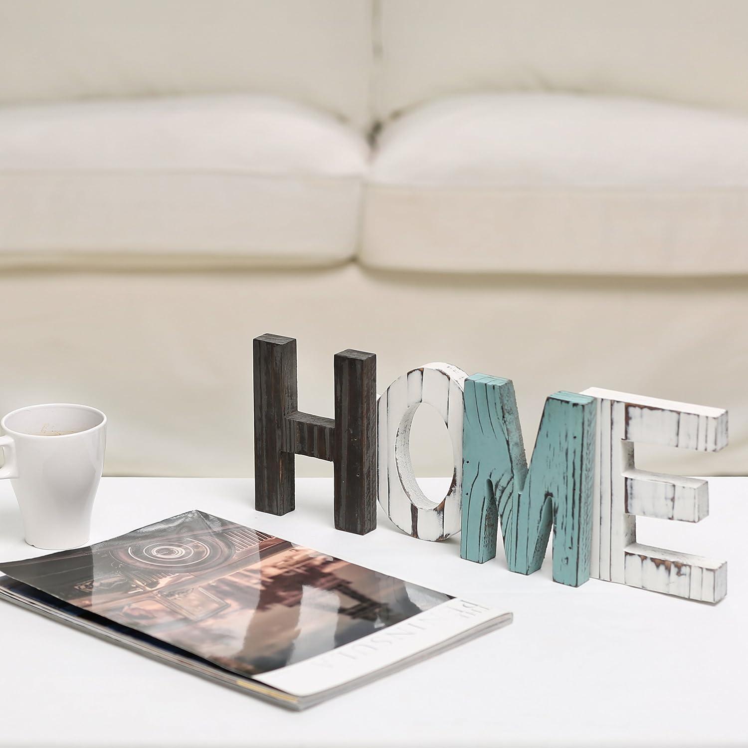 imageMyGift Rustic Multicolored Solid Wood HOME Cut Out Word Sign Kitchen Framhouse Frestanding Decor Mantel Above Cabinet DecorHOME