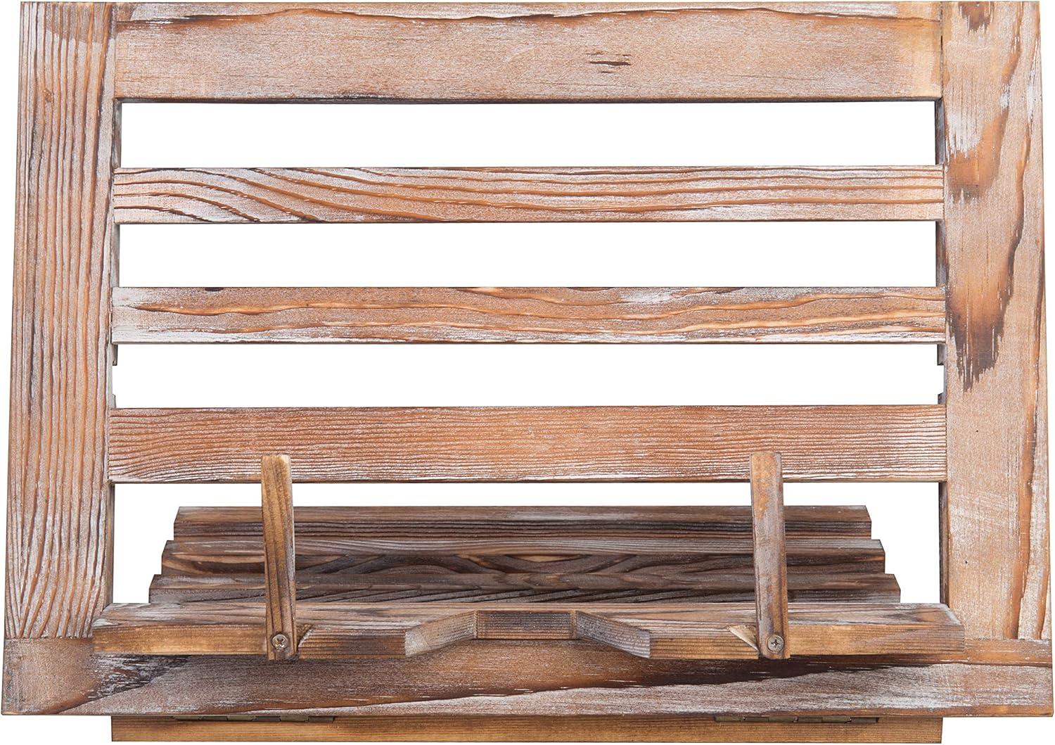 imageMyGift Rustic Torched Wood Adjustable Cookbook Stand Kitchen Recipe Book iPad and Tablet and Bookrest Holder