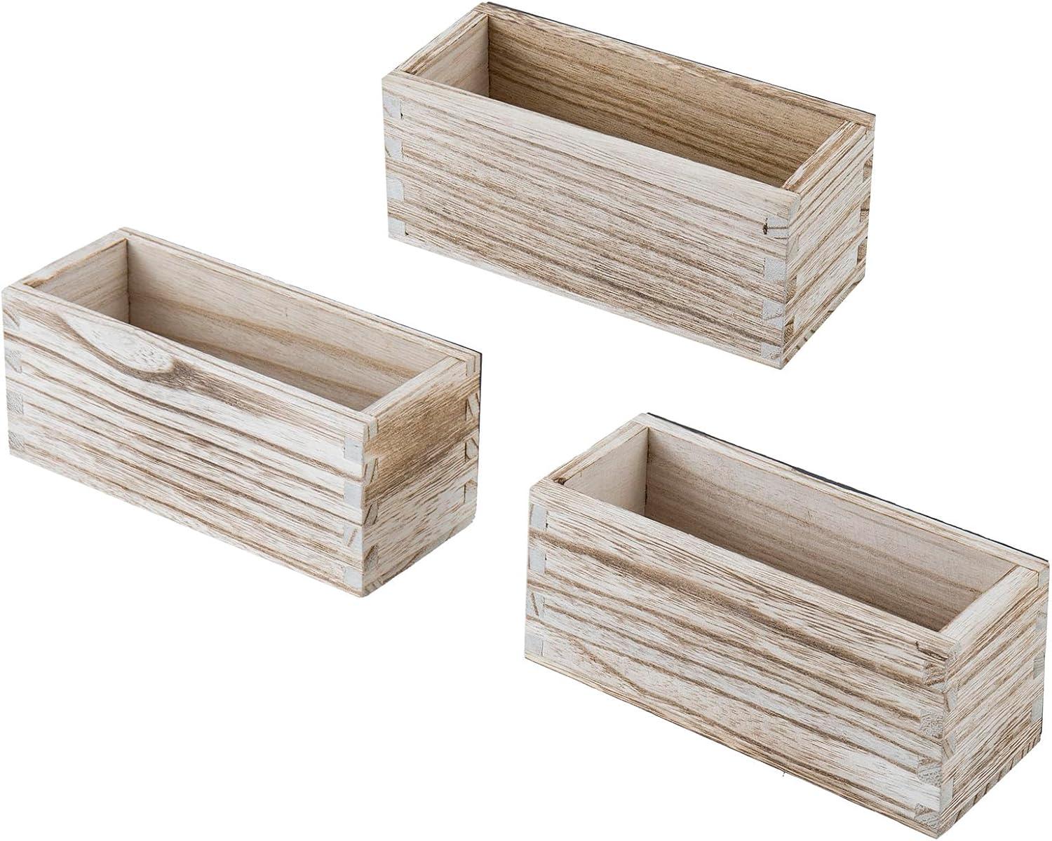 imageMyGift Rustic Torched Wood Magnetic Dry Erase Marker Holder for Whiteboard Accessories Organizer Bins Set of 3