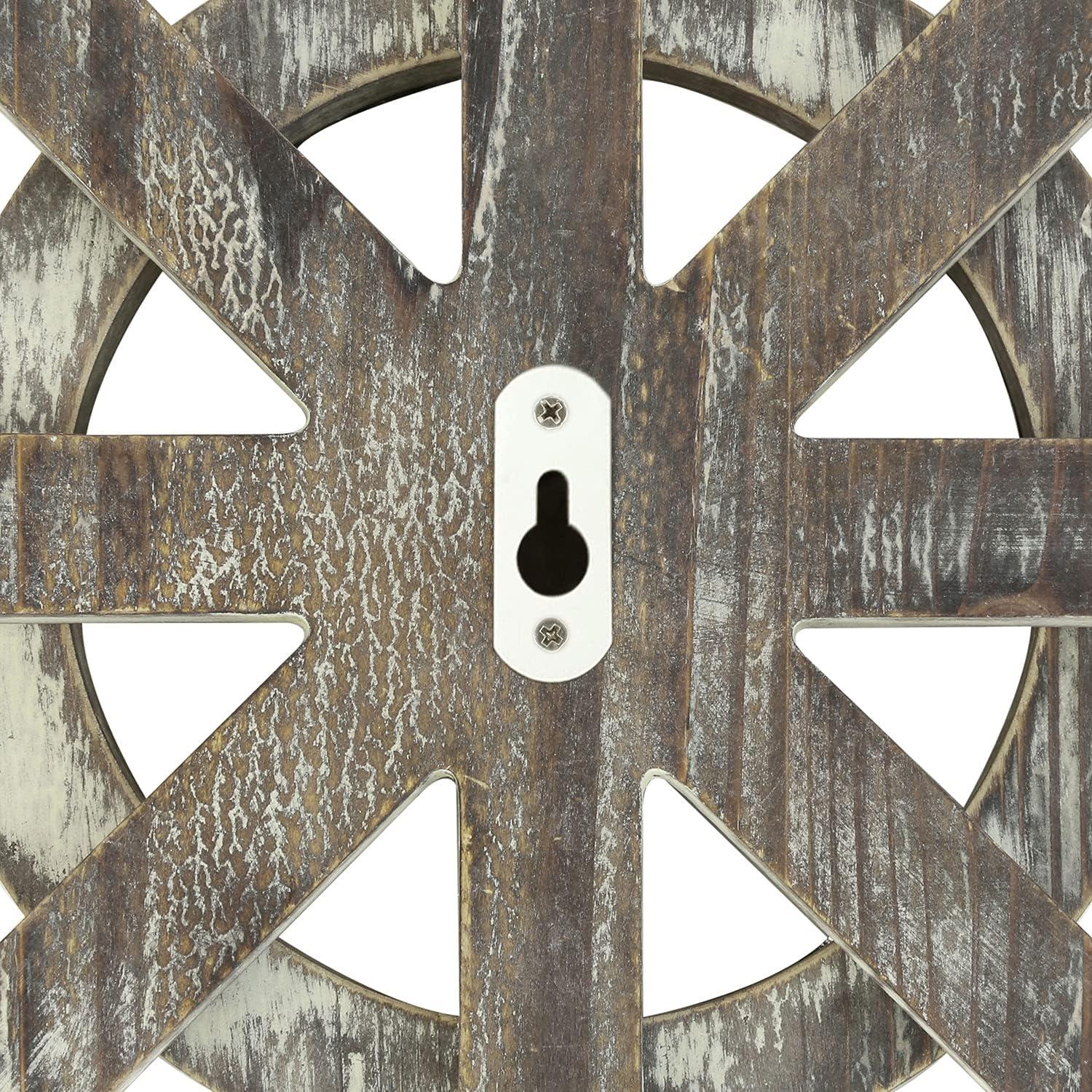 imageMyGift Rustic Torched Wood Nautical Helm Wall Decor Wall Mounted Wooden Boat Steering Wheels Hanging Dcor with Galvanized Metal Accents 2Piece Set