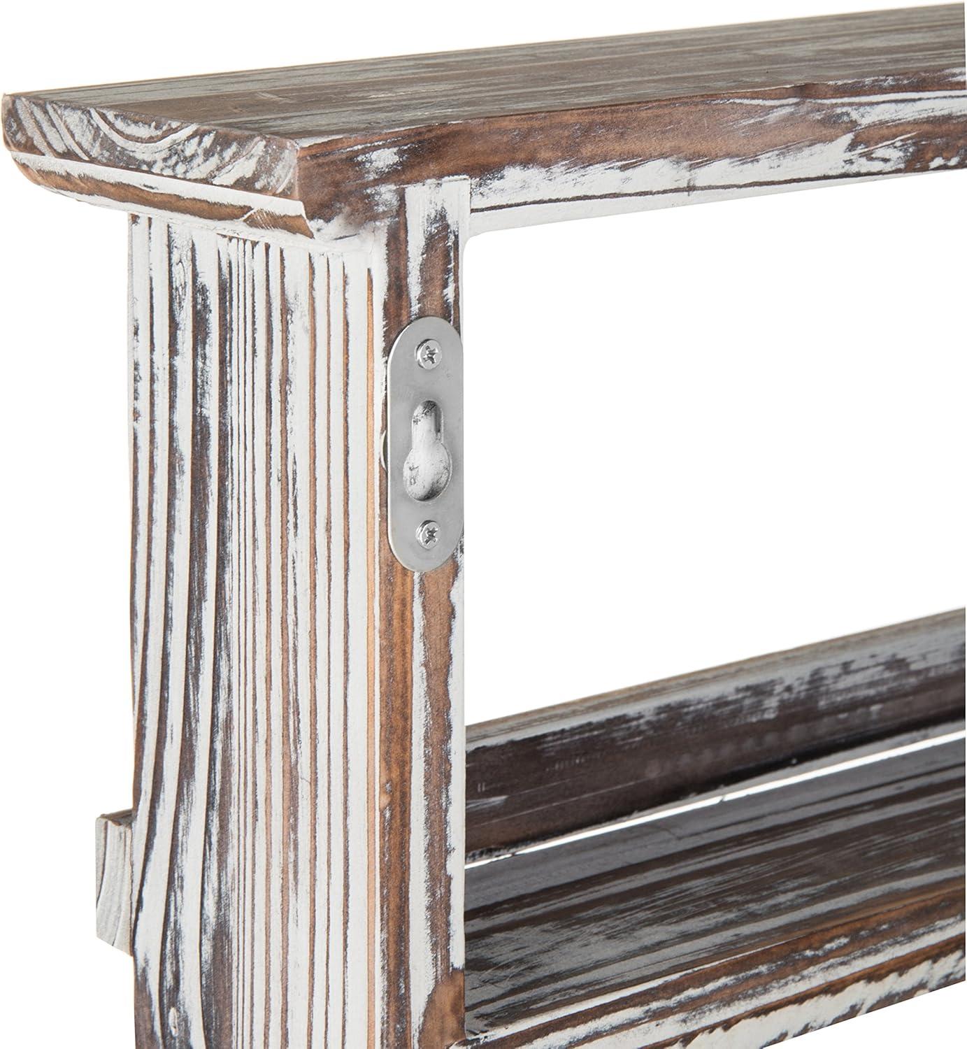 imageMyGift Rustic Torched Wood Wall Hanging Spice Rack 4 Tier Seasoning Jar Shelves Pantry Organizer