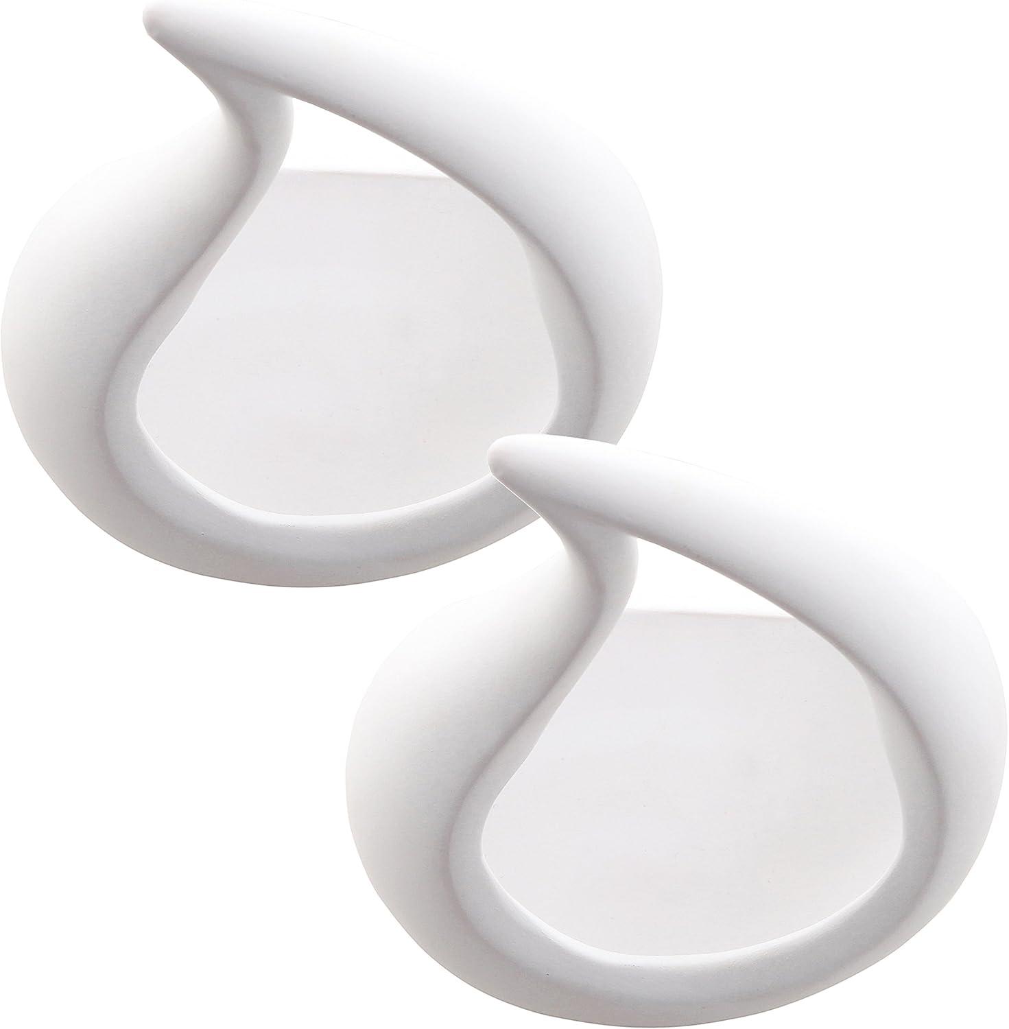 imageMyGift Set of 2 Tabletop Planter Pots White Ceramic Air Plant Holder with Tear Drop Shape Decorative Indoor Garden Containers for Mini Succulent Plants