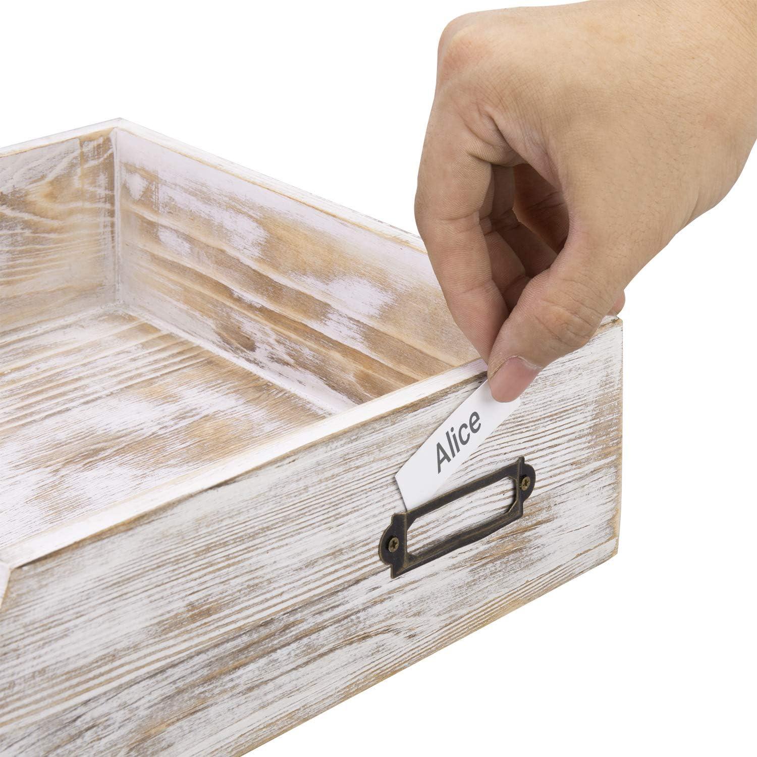 imageMyGift Set of 2 Vintage Distressed Finish Brown Wood Stackable Office Desktop Document Letter Paper TrayVintage