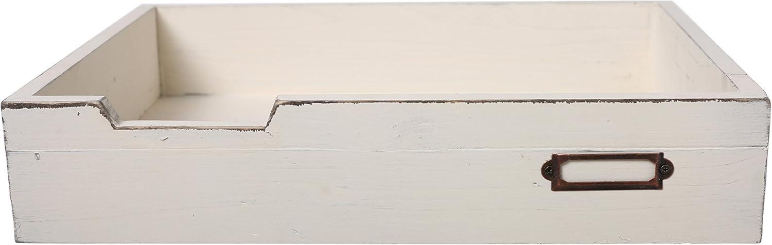 imageMyGift Set of 2 Vintage Distressed Finish Brown Wood Stackable Office Desktop Document Letter Paper TrayWhitewashed