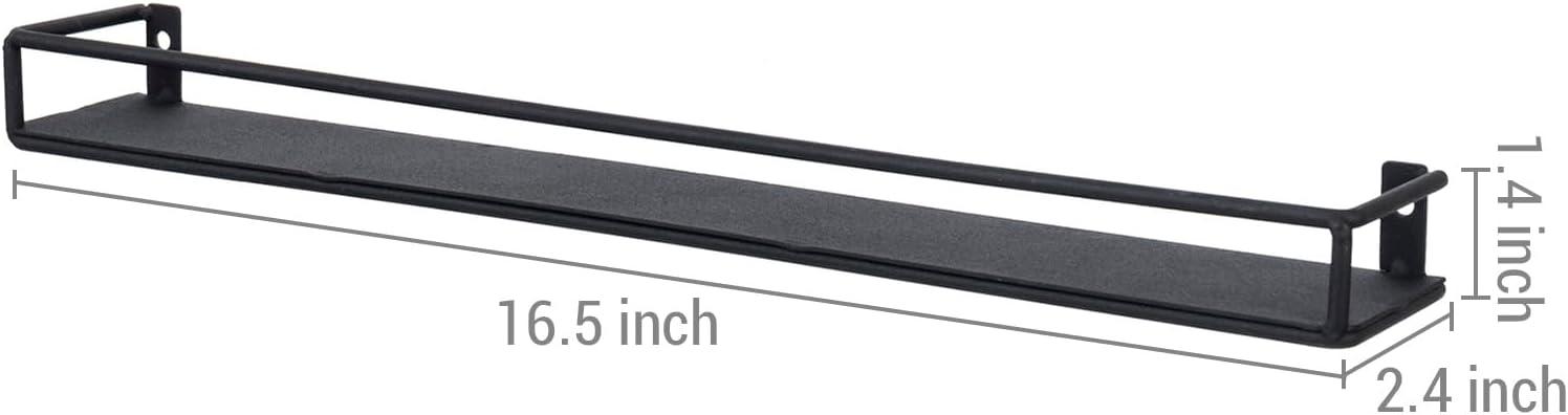 imageMyGift Set of 3 WallMounted Black Metal Nail Polish and Essential Oils Display Shelves Kitchen Spice Jars RackBlack