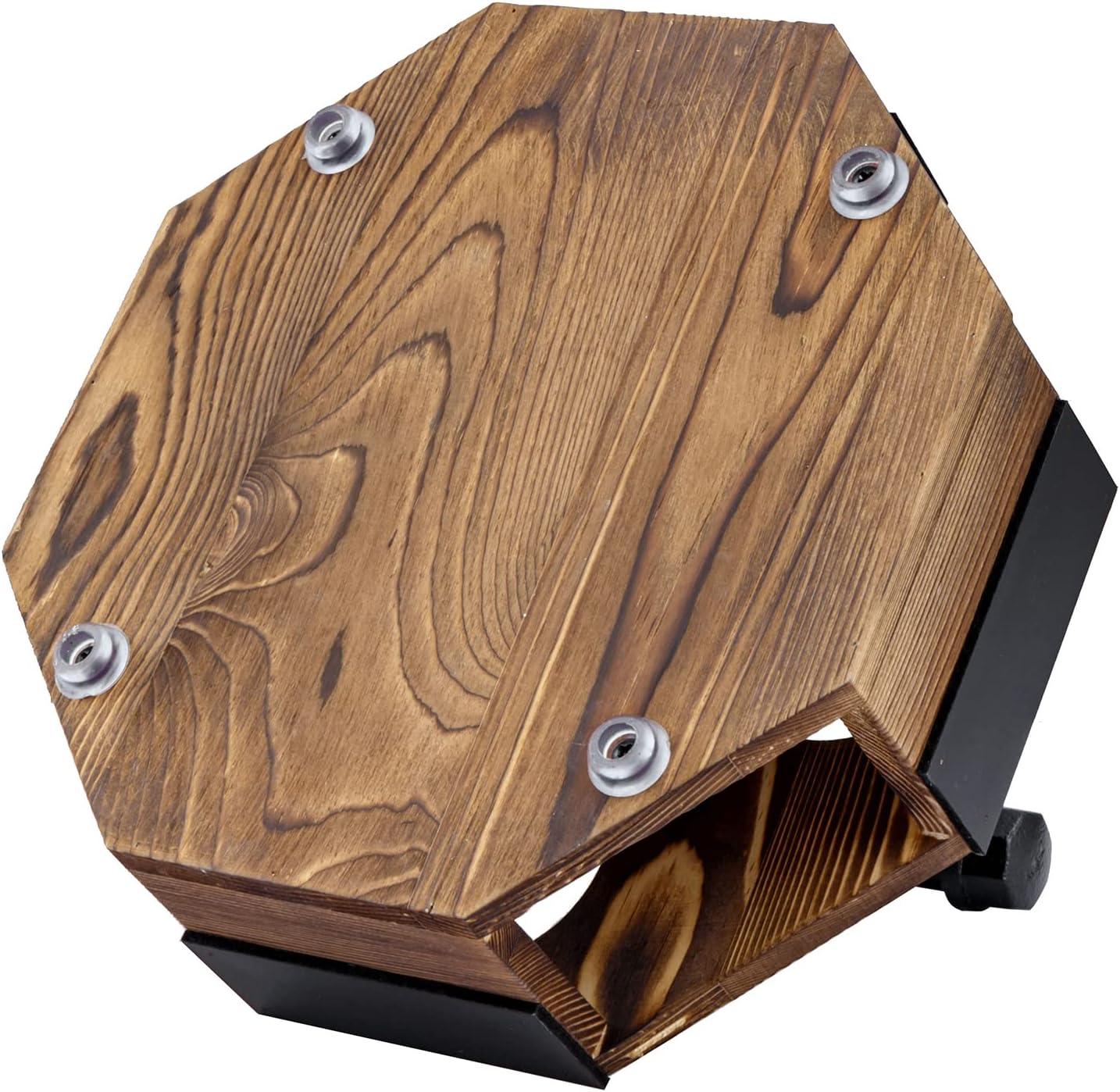 imageMyGift Solid Burnt Wood Serving Beer Whiskey Flight Set Tray with Industrial Black Metal Pipe Carrying Handle and 4 Small Snifter Style Tasting Beer Glasses Set of 2Burnt Solid Wood