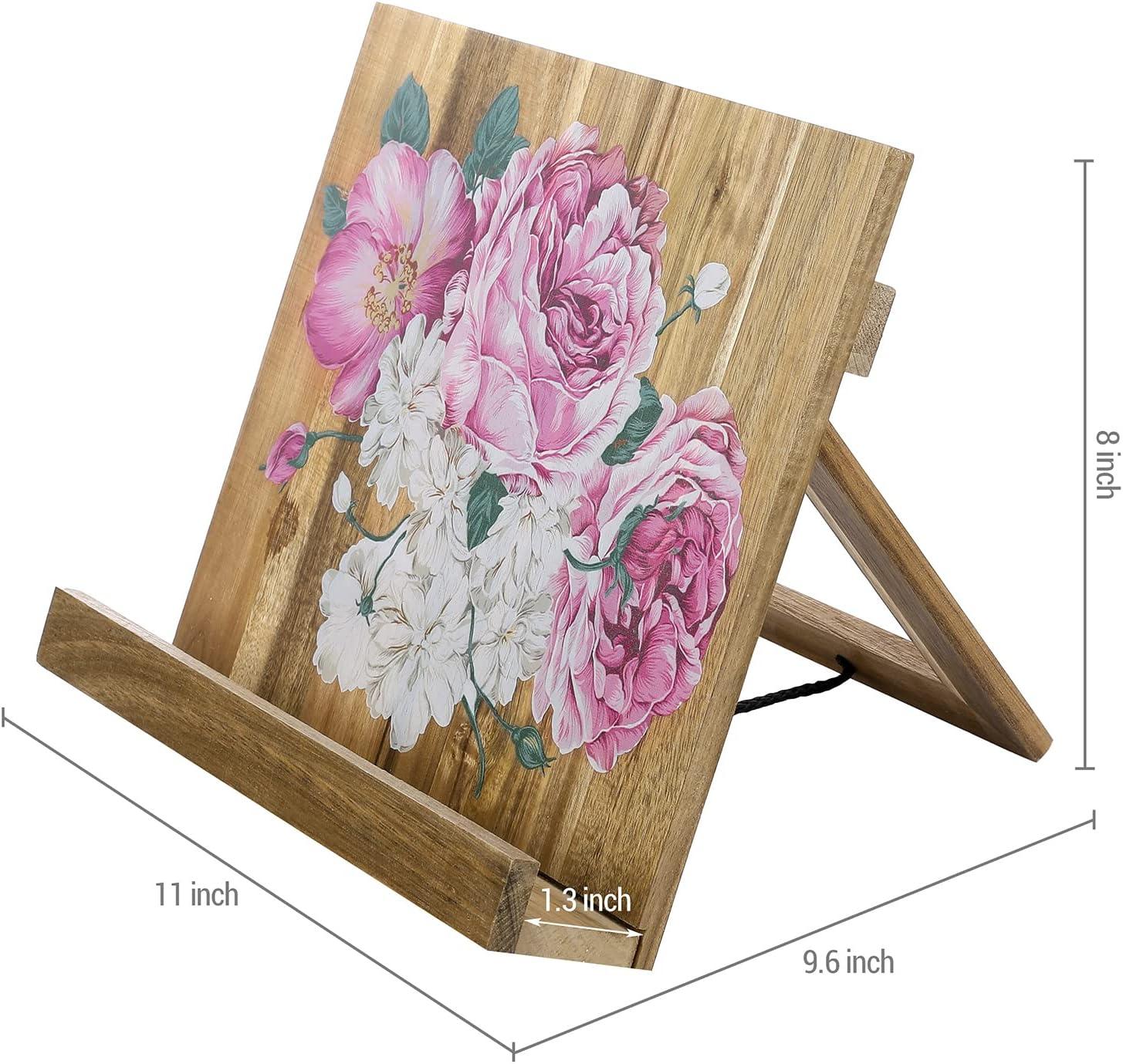 imageMyGift Torched Wood Cookbook Stand Recipe Binder Reading Book Display and iPad Tablet Easel with Metal Page Holder and KickstandMulti