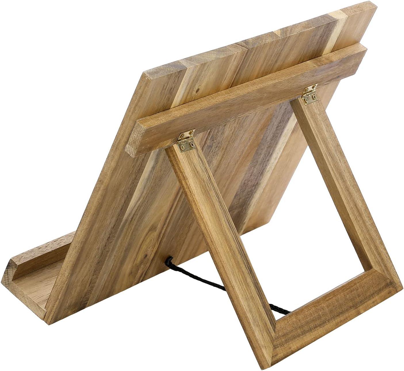 imageMyGift Torched Wood Cookbook Stand Recipe Binder Reading Book Display and iPad Tablet Easel with Metal Page Holder and KickstandMulti