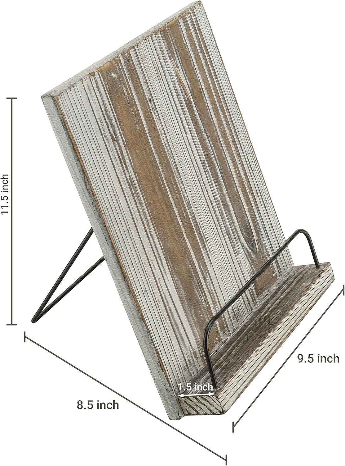 imageMyGift Torched Wood Cookbook Stand Recipe Binder Reading Book Display and iPad Tablet Easel with Metal Page Holder and KickstandTorched Wood