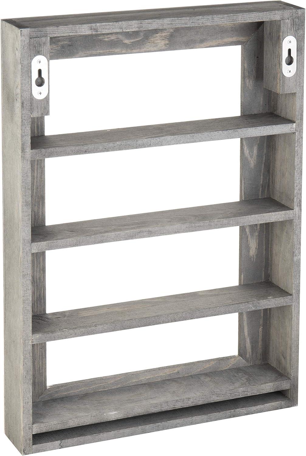 imageMyGift Vintage Gray Wood Wall Mounted Nail Polish Holder Display Rack with 4 Tier Shelf Essential Oil Bottle OrganizerVintage Gray