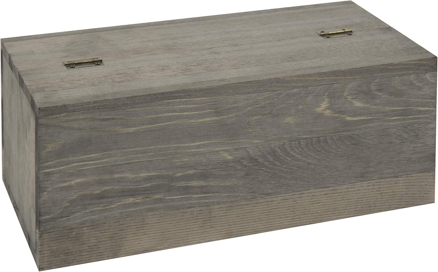 imageMyGift Vintage Grey Solid Wood Desktop Organizer