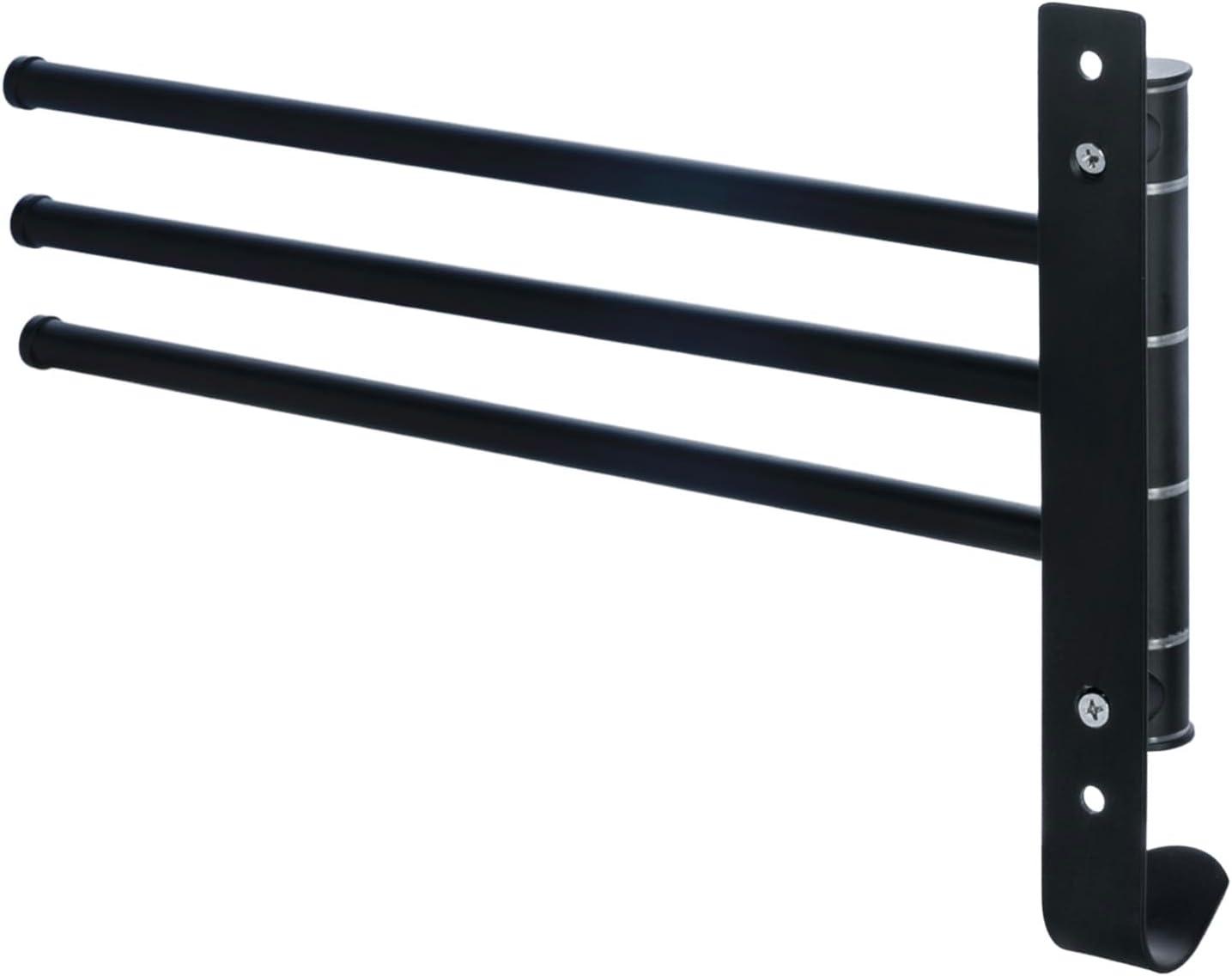 imageMyGift Wall Mounted Bathroom Towel Rack Metal Industrial Pipe Design Swivel 3 Bar Towel Rack Matte BlackMatte Black