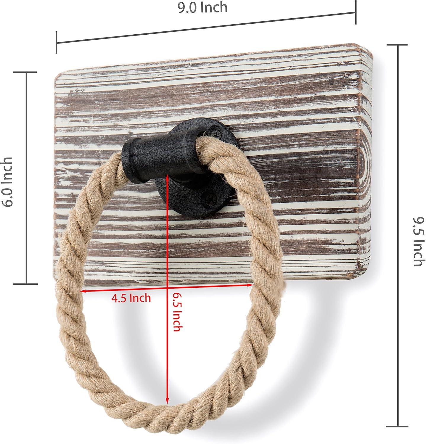 imageMyGift Wall Mounted Industrial Black Metal Pipe and Rustic Rope Towel Ring with Urban Torched Solid Wood Backing Hanging Washcloth Dishcloth Holder for Bathroom or KitchenTorched Wood