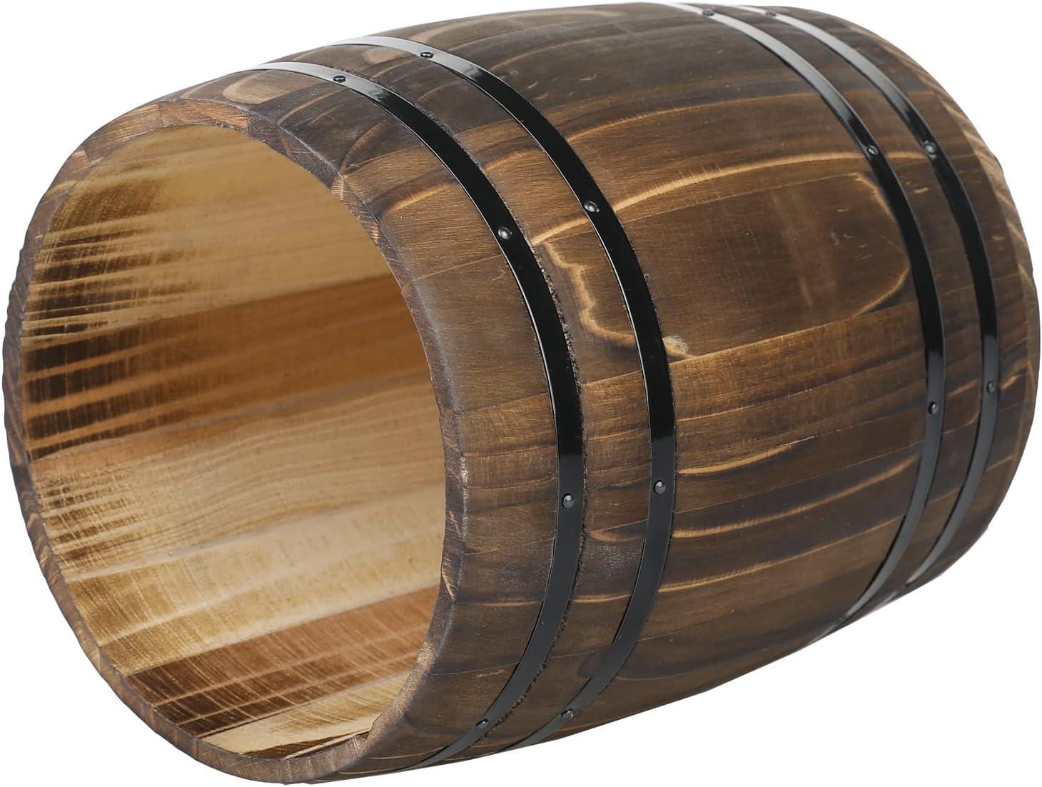 imageMyGift Wine Barrel Design Kitchen Utensil Crock Vintage Rustic Burnt Wood Cooking Tool HolderBurnt Wood