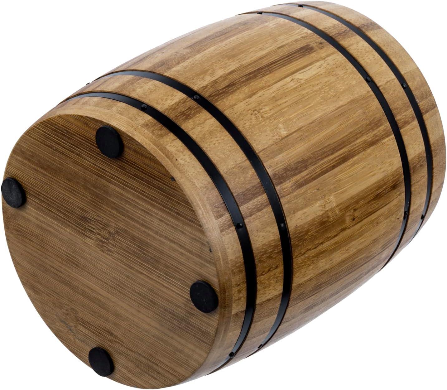 imageMyGift Wine Barrel Design Kitchen Utensil Crock Vintage Rustic Burnt Wood Cooking Tool HolderLight Brown