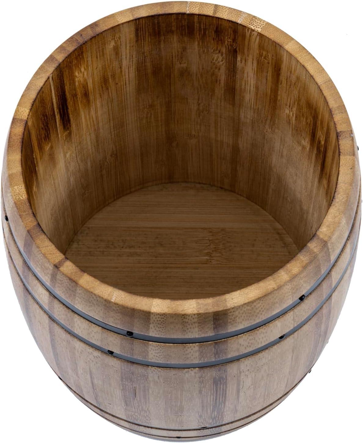 imageMyGift Wine Barrel Design Kitchen Utensil Crock Vintage Rustic Burnt Wood Cooking Tool HolderLight Brown