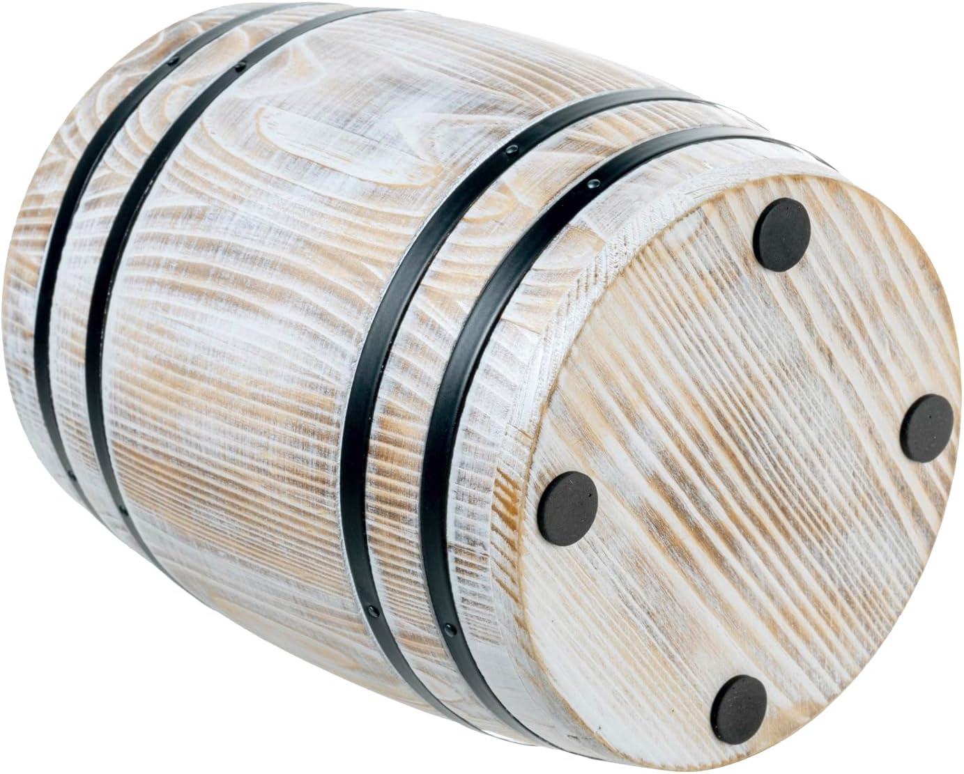 imageMyGift Wine Barrel Design Kitchen Utensil Crock Vintage Rustic Burnt Wood Cooking Tool HolderVintage White