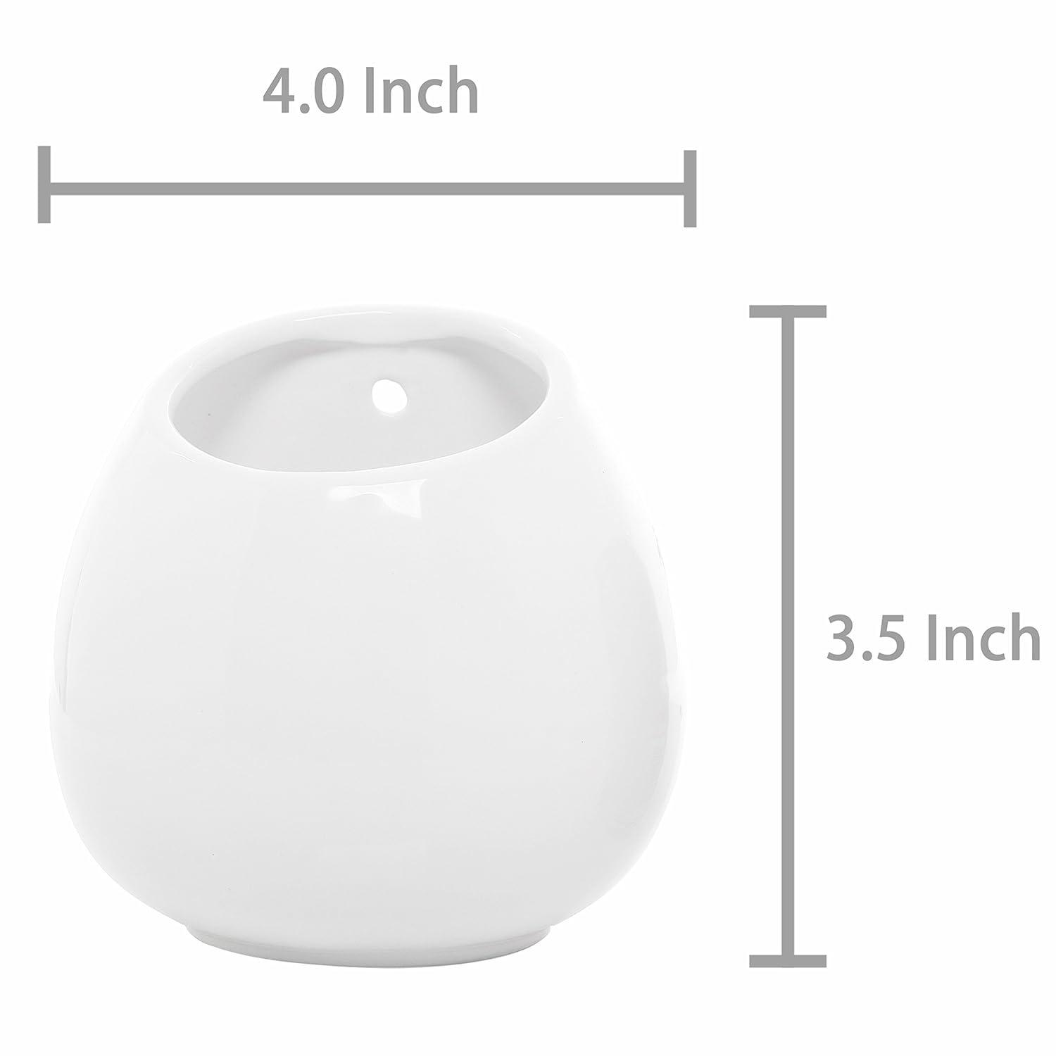 imageSet of 3 Mini White Ceramic Wall Mountable Plant Vase 4 Inch Hanging Succulent Pots