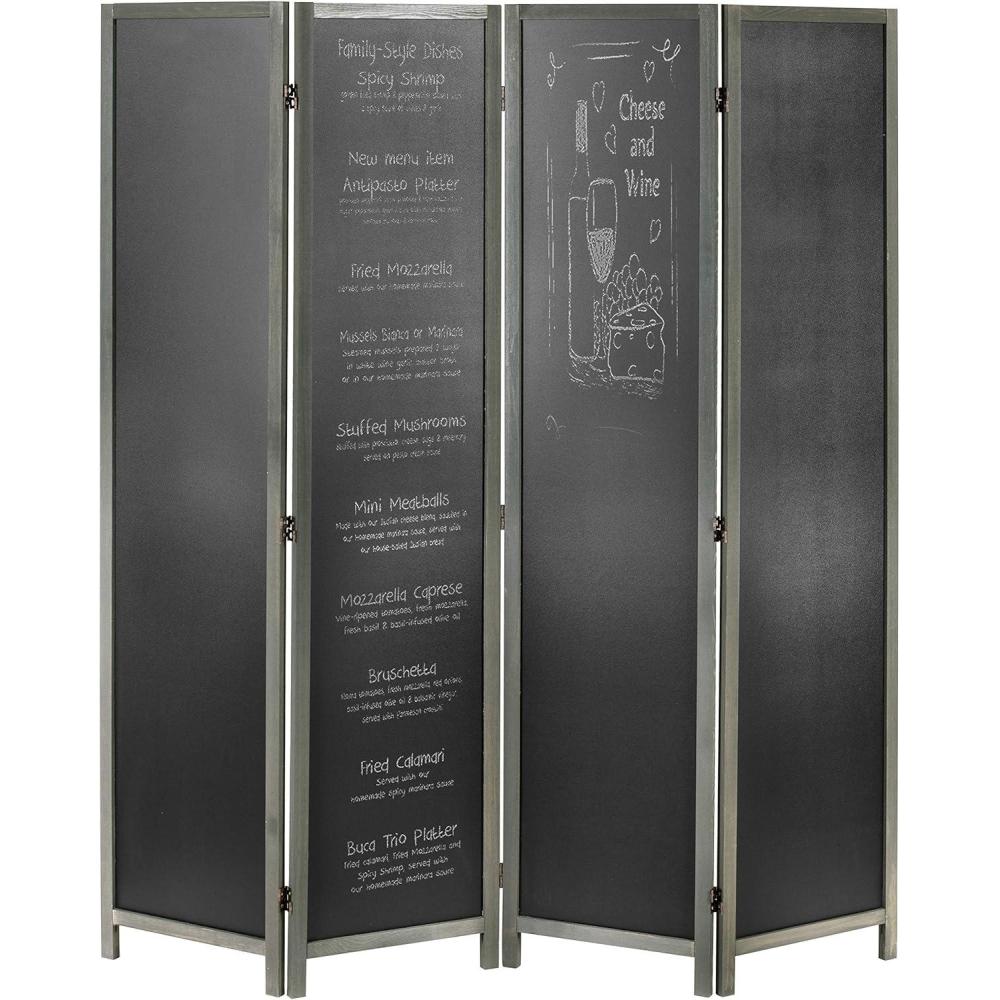 image4 Panel Vintage Gray Wood Chalkboard Room Divider 6FT Folding Writable Privacy Screen 63W x 705HVintage Gray