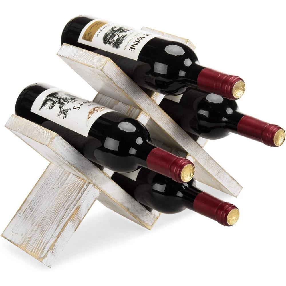 imageMyGif Brass Wine Rack for 9 Bottles Modern Metal Tabletop Holder Horizontal Storage for Kitchen Bar ampamp Dining Room Rustic Industrial Decor with Gold FinishWhitewashed