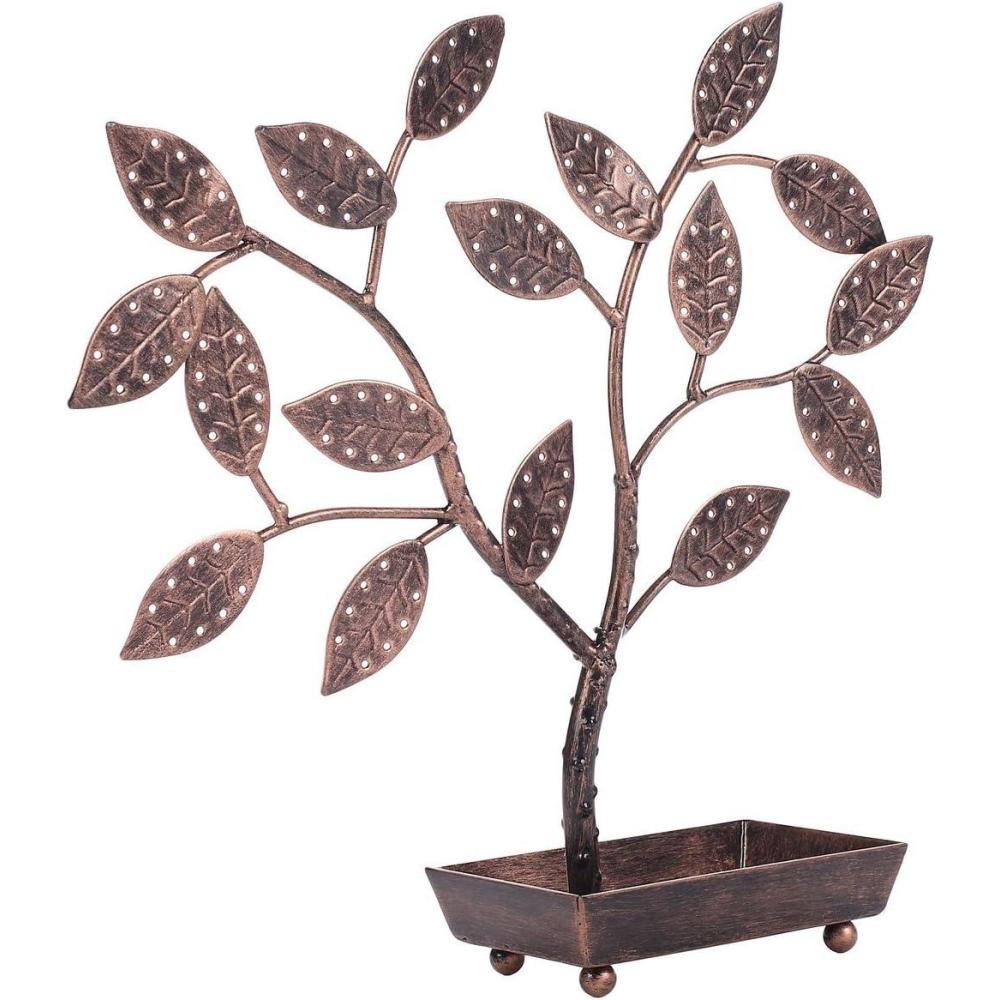 imageMyGift 14Inch Modern Bronze Jewelry Organizer Tree with Bird Nest Holds 48 Earrings Necklace ampamp Bracelet Stand Metal Tabletop Display for Rings Trinkets Decorative Storage for Home DcorBronze Metal