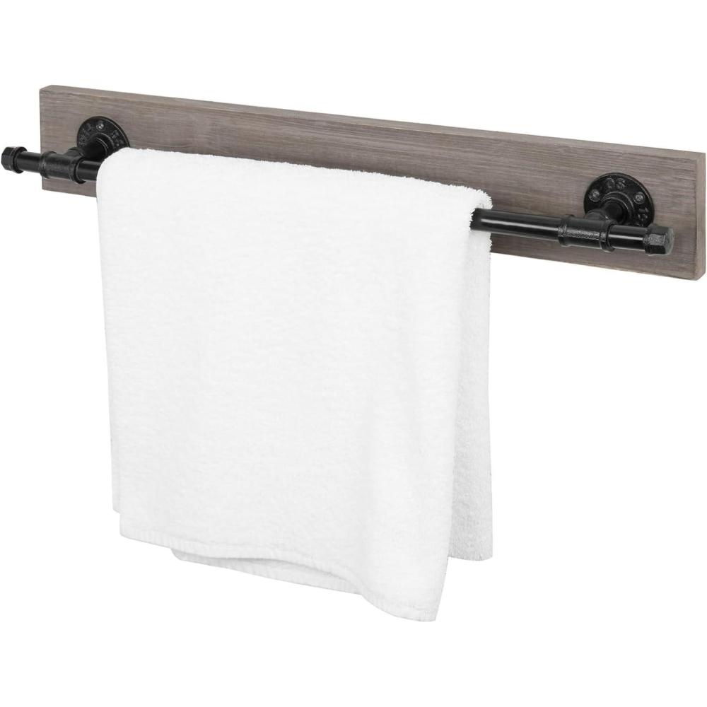 imageMyGift 20 Inch Towel Bar Premium Wall Mounted Bath Towel Hanger Rail Ultra Modern Minimalist Hotel Series Floating Bar for Hanging Bathroom Towels Black MetalBrown