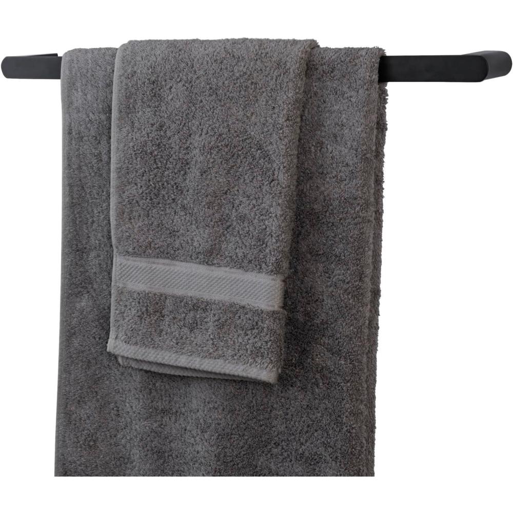 imageMyGift 20 Inch Towel Bar Premium Wall Mounted Bath Towel Hanger Rail Ultra Modern Minimalist Hotel Series Floating Bar for Hanging Bathroom Towels Black MetalBlack Metal