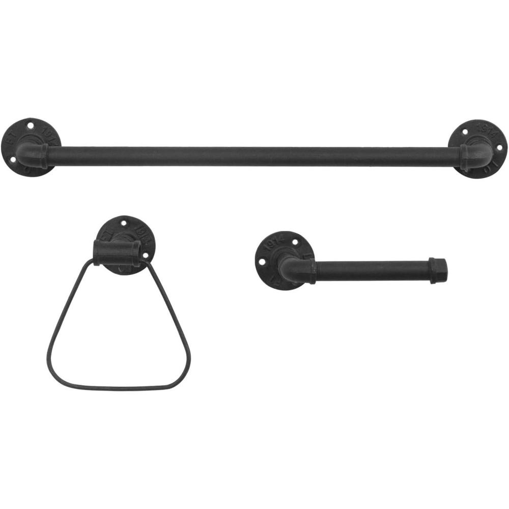 imageMyGift 24 Inch Towel Bar Premium Hotel Series Commercial Grade Stainless Steel Bathroom Towel Holder Wall Mounted Modern Gunmetal Gray Bar Rack for Hanging Bath TowelsBlack