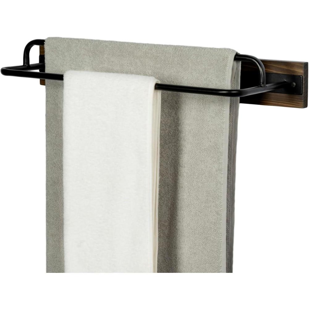 imageMyGift 24 Inch Towel Bar Premium Hotel Series Commercial Grade Stainless Steel Bathroom Towel Holder Wall Mounted Modern Gunmetal Gray Bar Rack for Hanging Bath TowelsDark Brown