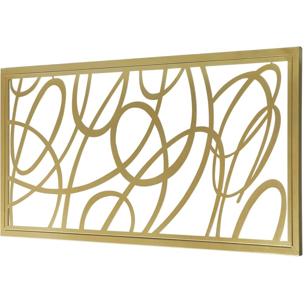 imageMyGift 44 x 22 Large Gold Metal Minimalist Abstract Laser Cut Design Wall Art Suitable for Hotel Living Room Office Accent Home Decor Ready to Hang PanelGold