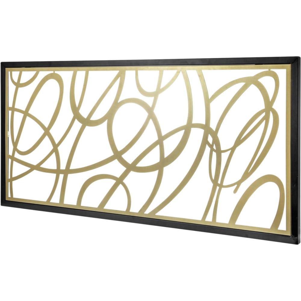 imageMyGift 44 x 22 Large Gold Metal Minimalist Abstract Laser Cut Design Wall Art Suitable for Hotel Living Room Office Accent Home Decor Ready to Hang PanelGold Black
