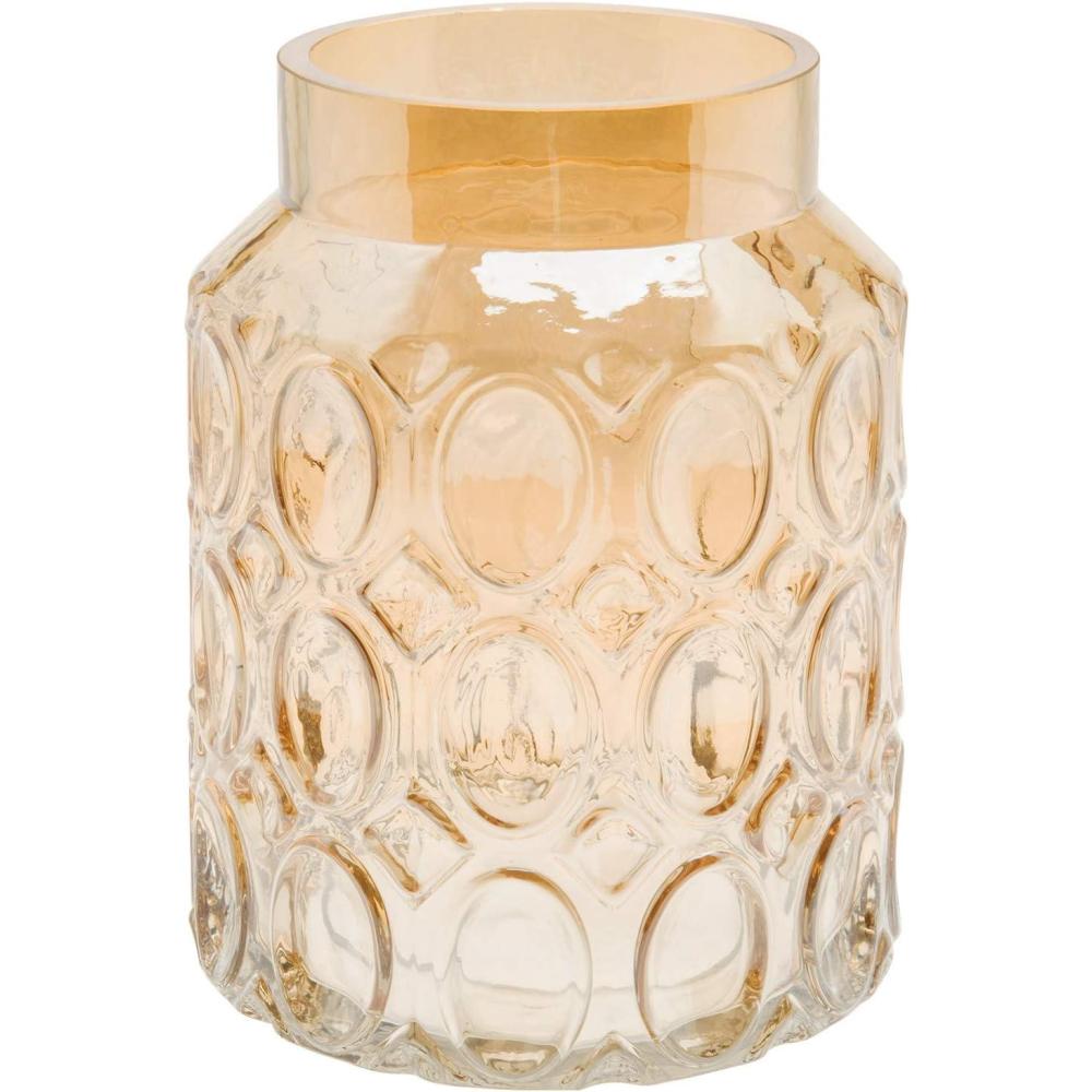 imageMyGift 7 x 5 Inch Decorative Amber Glass Flower Vase with Dimpled Texture