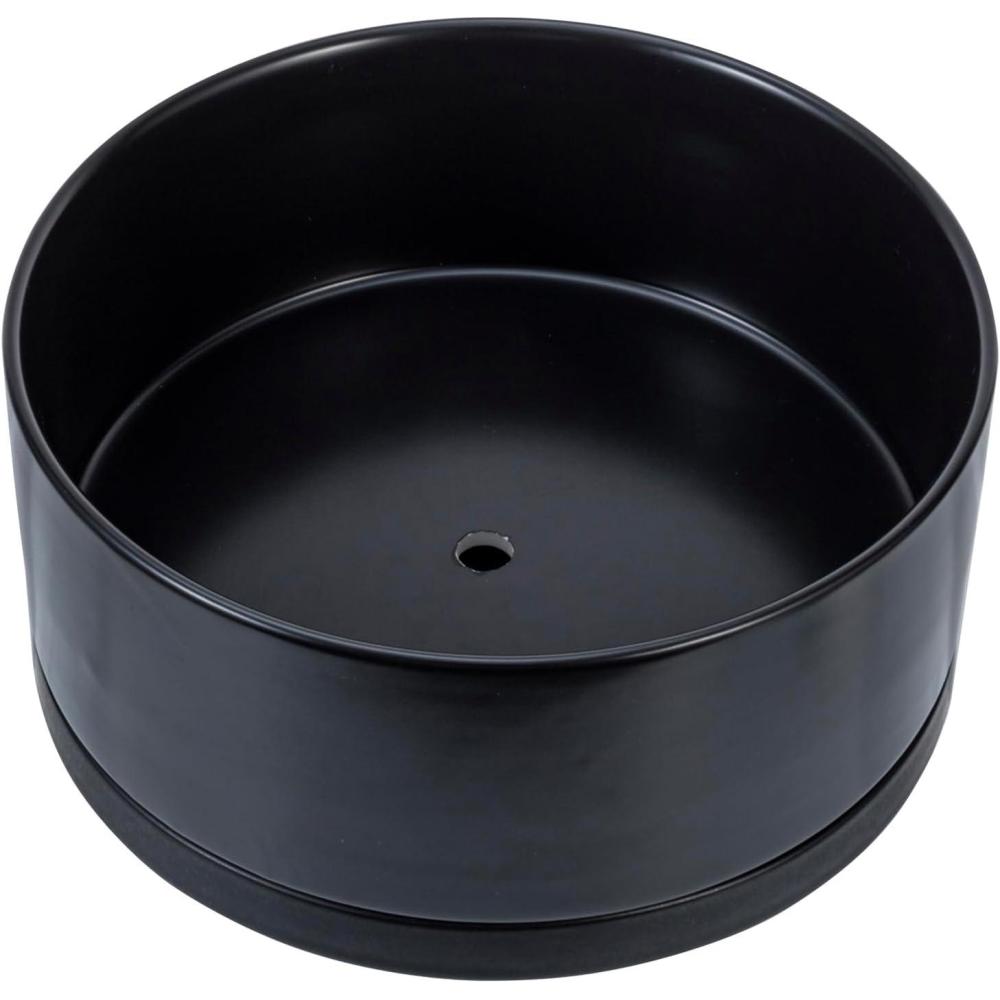 imageMyGift 8 Inch Black Ceramic Succulent Planter Pot Decorative Flower Plant Bowl with Removable SaucerBlack